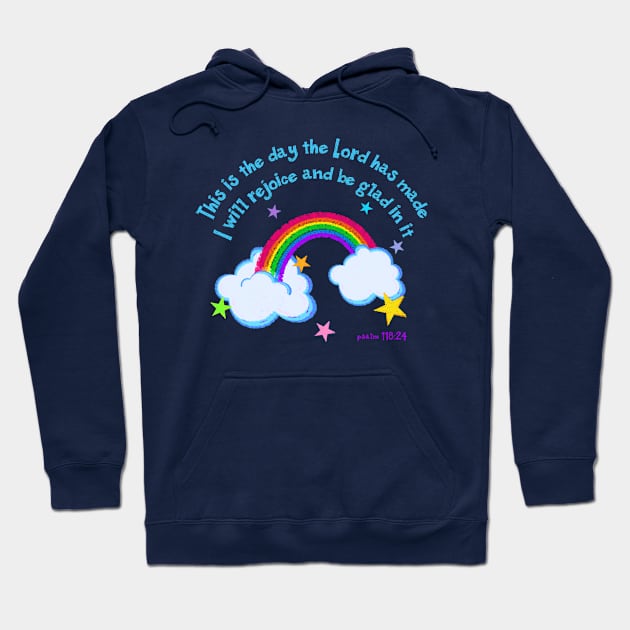 Rejoice in the Lord, Rainbow Art Hoodie by AlondraHanley